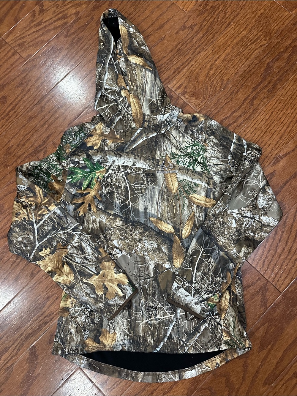 Realtree Camouflage Hooded Pullover in Brown, Green, Tan